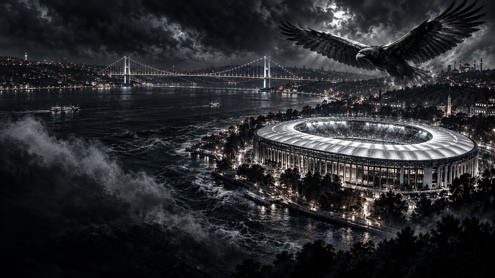 Tüpraş Stadyumu, Boğaz Köprüsü ve kartal temalı kapak tasarımı